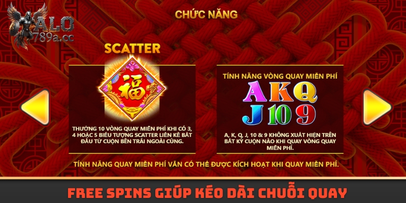 Free Spins giúp kéo dài chuỗi quay